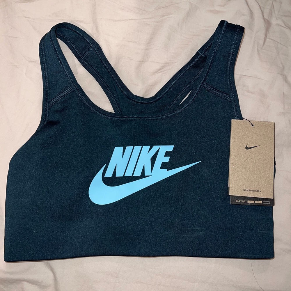 Nike Swoosh Sports Bra (Teal) - Medium
